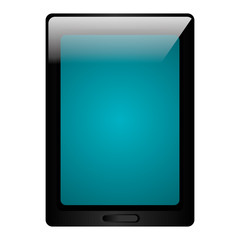 Black tablet electronic device isolated icon over white background.