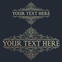 Set of Vintage calligraphic floral golden frames