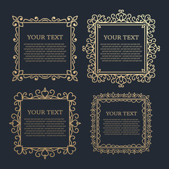 Set of Vintage calligraphic floral golden frames