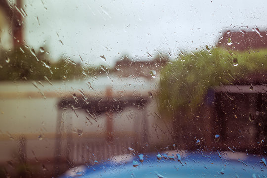 rain behind a wet window