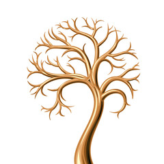 Obraz premium Golden tree without leaves of metal in vector graphics similar to jewel or symbol
