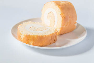 Cake roll on a white background