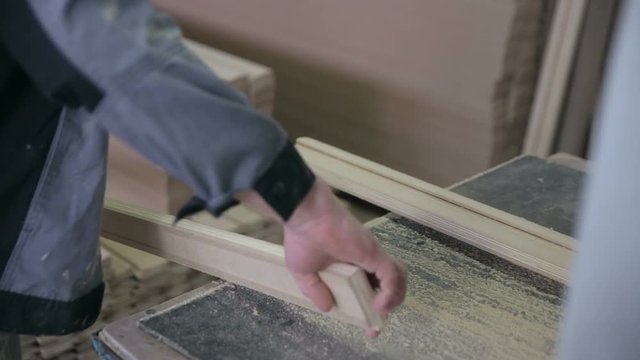 Woodworking mechanism. Circular sawing machine 1080p