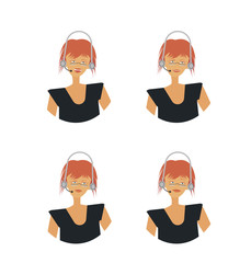 Stylish business woman portrait with four expression isolated on