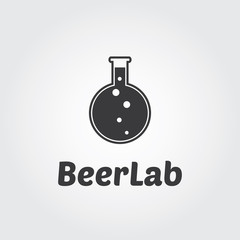 Beer Lab Logo. Lab bulb with beer design Concept.