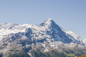 Fototapeta na wymiar Grindelwald, Alpen, Schweizer Berge, Berner Oberland, Eiger, Eigernordwand, Mönch, Jungfrau, Gletscher, Sommer, Schweiz