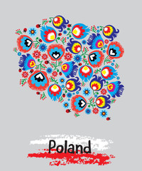 Polska, tradycyjny wzór łowicki, folklor - obrazy, fototapety, plakaty