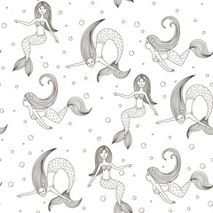 Cartoon mermaid vector print