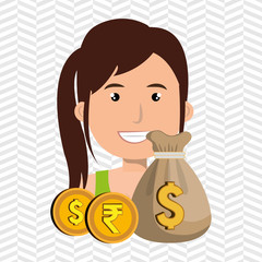 person with dollar and pound sterling isolated icon design, vector illustration  graphic 