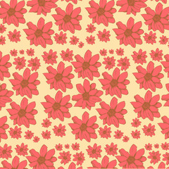 red flower, vector seamless pattern