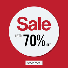 Promotional discounts Sale banner for shop or online shopping on red background. Special offer up to 30% off. Vector illustration.