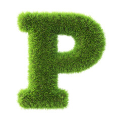 Alphabet made from green grass. isolated on white. 3D illustration.