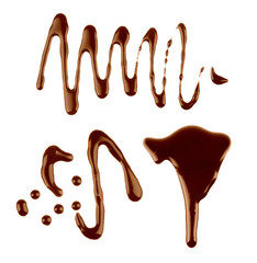various forms of chocolate sauce isolated on a white background