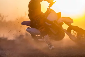 Fototapeten Silhouette motocross speed in track © toa555