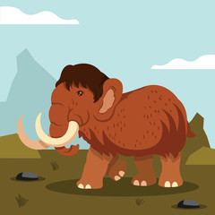 Vector flat mammoth cartoon illustration