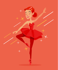 Red ballerina. Vector flat cartoon illustration © PrettyVectors