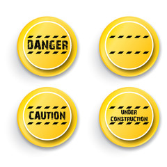 Yellow security warning tapes set Caution