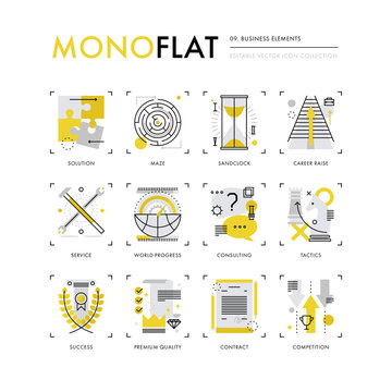 Business Elements Monoflat Icons