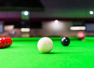 Snooker ball on snooker table