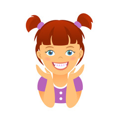 Children braces happy girl with beautiful smile teeth