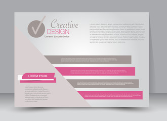Flyer, brochure, magazine cover template design landscape orientation for education, presentation, website. Pink and brown color. Editable vector illustration.