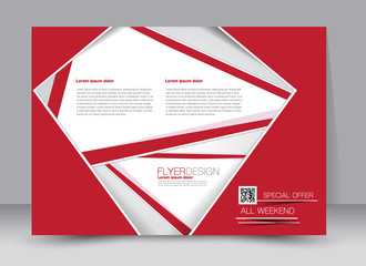 Flyer, brochure, magazine cover template design landscape orientation for education, presentation, website. Red color. Editable vector illustration.