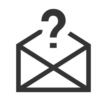 Envelope icon with question symbol. Unknown mail logo. Vector illustration.