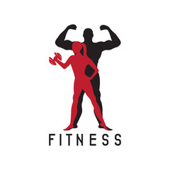 man and woman of fitness silhouette character vector design temp