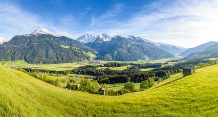 Naklejka na ściany i meble Idyllic austrian landscape at springtime, Salzburger Land, Austria