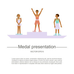 Medal presentation in modern flat design