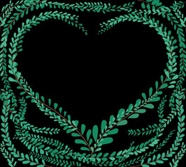 heart shape in green pastel leafs Coat buttons , Mexican daisy background vector EPS10