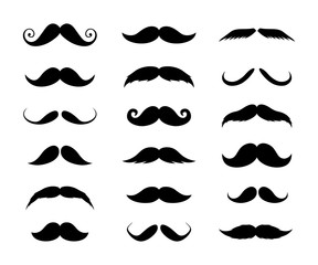 Big set of men's mustaches. Vector illustration.