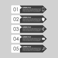 Infographic templates for business. Black and white flat vector illustration