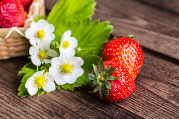 Strawberry. Strawberry on wood background. Red strawberries, str