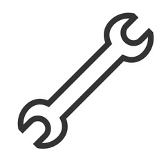 Wrench icon. Wrench flat logo. Vector illustration on white background.