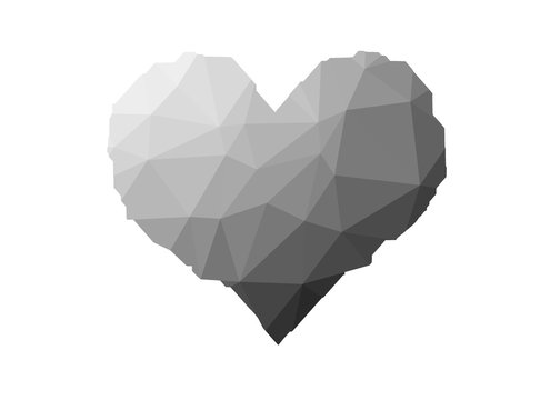 black and white heart on triangles low poly