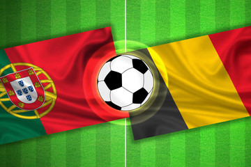 Fototapeta premium Portugal - Belgium - Soccer field with ball
