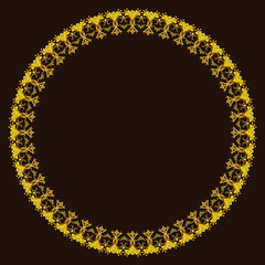 Golden round lace frame.