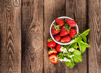 Strawberry. Strawberry on wood background. Red strawberries, str