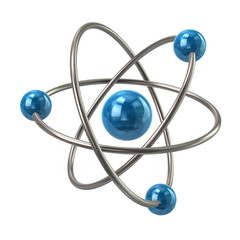 3d illustration of blue atom molecule