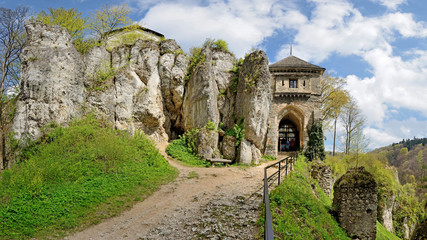 Zamek w Ojcowie -Stitched Panorama - obrazy, fototapety, plakaty