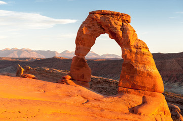 famous Delicate Arch at sunset, Utah, USA