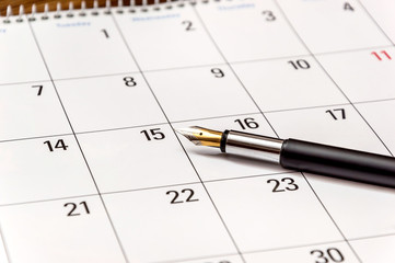 Pen on the calendar