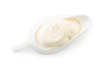 Mayonnaise isolated on white background with clipping path. Top view.