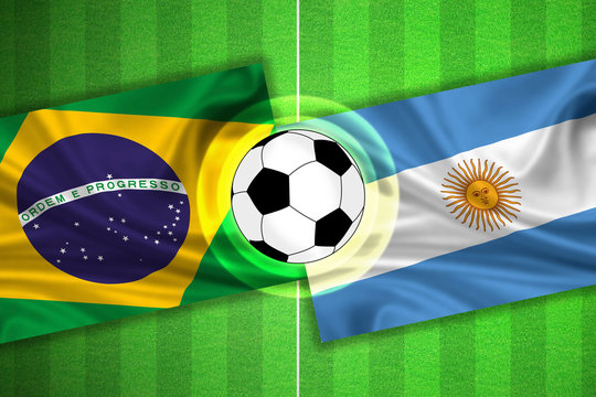 Brazil - Argentina - Soccer field with ball