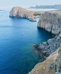 Greek coastline. Beautiful coastline from Lindos to St Paul bay in Rhodes. Greece.