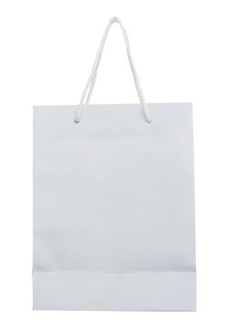 White shopping bag paper isolated, Clipping path