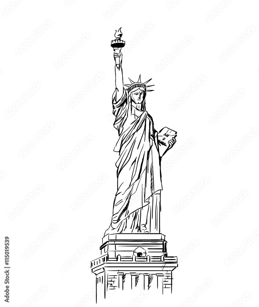 Wall mural statue of liberty sketch.