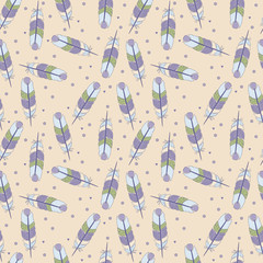 Ethnic seamless pattern with Feathers.