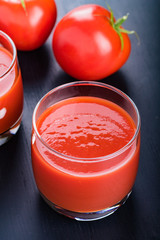 Tomato juice in a glass.